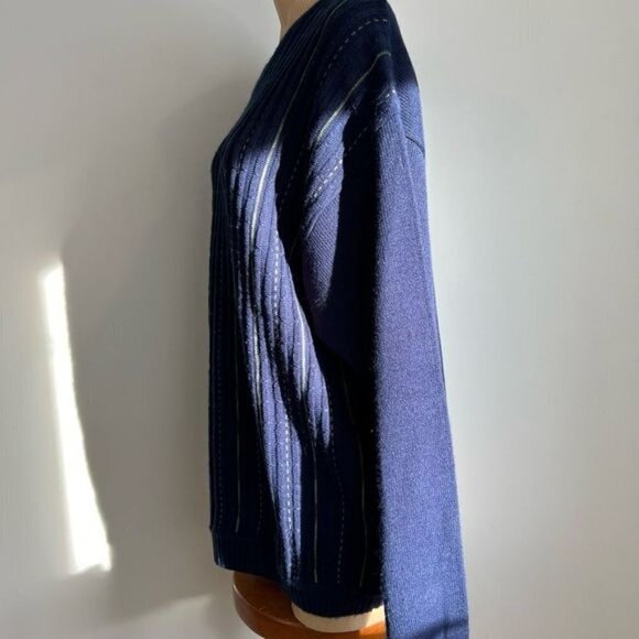 Vintage Arnold Palmer Men’s XL Pullover Wool Grandpa Crewneck Sweater Navy Blue - Picture 8 of 9